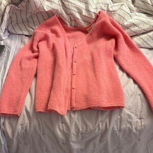 Sezane Coral Pink Cardigan Sweater
